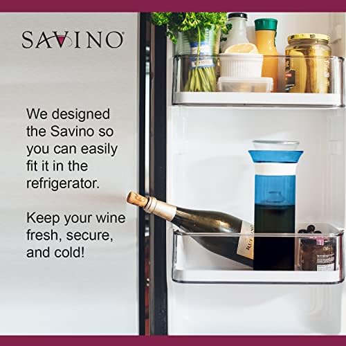 סבינו | חבילת Carafe הצלת יין זכוכית | ספיר & Seaglass | 750 מל | שמור על יינות שאינם שוללים טריים במשך 7 ימים